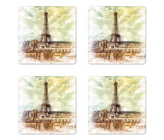 Eiffel Tower Skyline Coaster Set Of Four