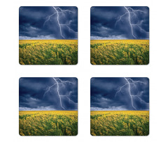 Thunder Bolt Rural Field Coaster Set Of Four