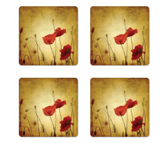 Poppy Flowers Bohemian Coaster Set Of Four