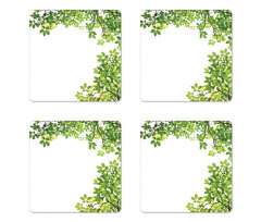 Fresh Branch with Leaves Coaster Set Of Four