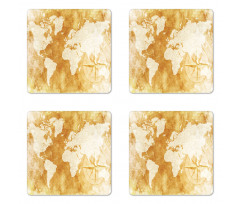 Old Fashioned World Map Coaster Set Of Four