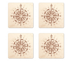 Vintage Compass Coaster Set Of Four