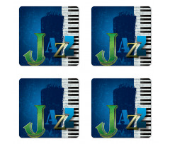 Jazz Music Keys Guitar Coaster Set Of Four