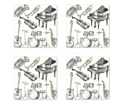 Musical Instruments Coaster Set Of Four