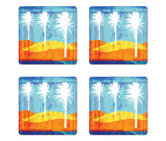 Tropic Beach Palms Coaster Set Of Four