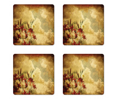 Retro Flower Chamomile Coaster Set Of Four