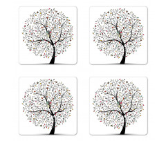 Colorful Leaves Surreal Tree Coaster Set Of Four