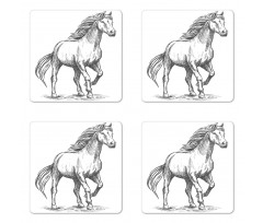 Sketchy Graphic of a Horse Coaster Set Of Four