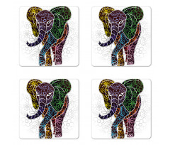 Floral Tribal Shapes Coaster Set Of Four