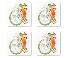 Art Frog Flowers Coaster Set Of Four