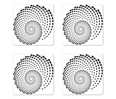 Spiral Monochrome Black Coaster Set Of Four