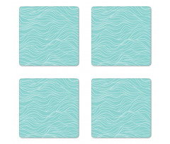 Simple Aquatic Doodle Waves Coaster Set Of Four