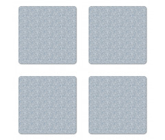 Botanical Dusty Blue Tones Coaster Set Of Four