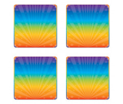 Retro Rainbow Colored Frame Coaster Set Of Four