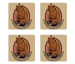 Circus Bear on Bicycle Art Coaster Set Of Four