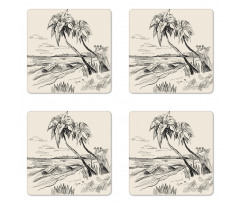 Tropical Beach Sketch Coaster Set Of Four