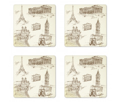 Travel over Europe Coaster Set Of Four