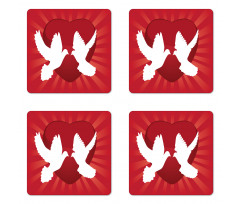 Doves Peace Symbol Romantic Coaster Set Of Four