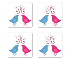 Birds Heart Symbols Romance Coaster Set Of Four