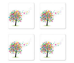 Colorful Hearts Leaves Trees Coaster Set Of Four