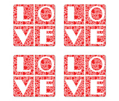 Letters Hearts Motif Graphic Coaster Set Of Four