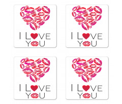 Kisses Lipsticks Lettering Coaster Set Of Four