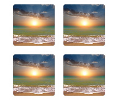 Sandy Beach Waves Sunset Coaster Set Of Four