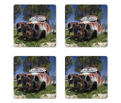 Old Abandoned Car USA Coaster Set Of Four