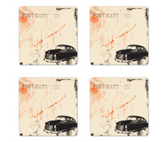 Old Fashioned Car Art Coaster Set Of Four