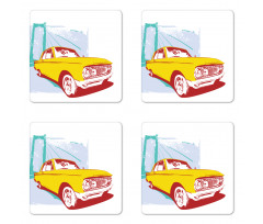 Old Car Grunge Artwork Coaster Set Of Four