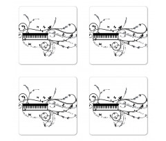 Keyboard Curlicue Motif Art Coaster Set Of Four