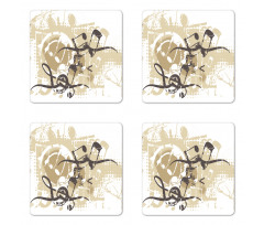 Treble Chef Halftone Motifs Coaster Set Of Four