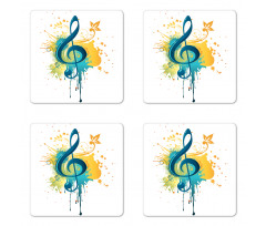 Clef on Modern Splash Motifs Coaster Set Of Four