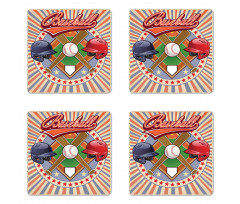 Retro Pop Art Baseball Coaster Set Of Four