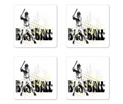 Baseball Grunge Batting Coaster Set Of Four