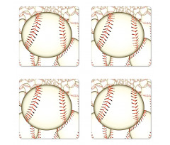 Baseball Ball Pattern Coaster Set Of Four