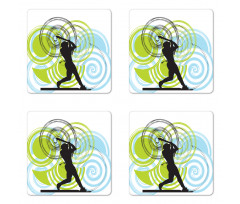 Baseball Player Circles Coaster Set Of Four