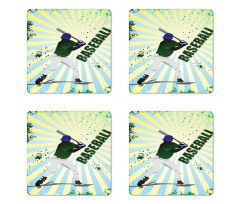 Grunge Baseball Pop Art Coaster Set Of Four