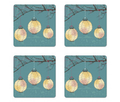 Lanterns Hanging on Tree Coaster Set Of Four