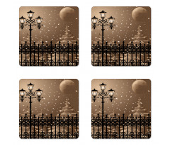 Snowy Moon Evening Coaster Set Of Four