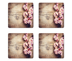 Spring Blossom on Wood Coaster Set Of Four