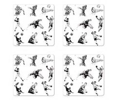 Sports Theme Sketch Coaster Set Of Four