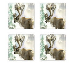 Winter Forest Paint Style Coaster Set Of Four