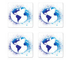 Globe Ink Effect Map Coaster Set Of Four