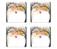 Trees with Dried Leaves Coaster Set Of Four