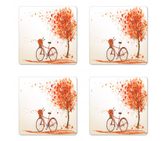 Orange Autumn Tree Coaster Set Of Four