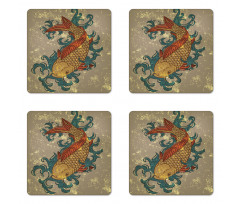 Koi Fish Art Coaster Set Of Four