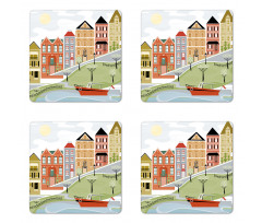 Quaint Village Street Coaster Set Of Four