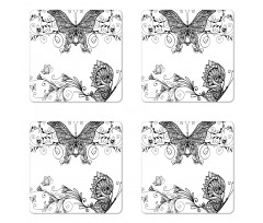 Butterfly Floral Coaster Set Of Four