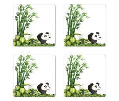 Panda Bear Bamboo Coaster Set Of Four